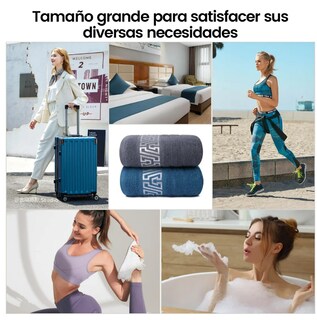 Foto 4 | Foto 4 | Xtellar Set De 2 Toallas De Baño Azul Oscuro + Gris Oscuro De Lujo En Algodón 100% De 70x140 Cm