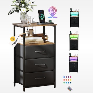 Foto 5 | Foto 5 | Mesita De Noche Con Luces Led Mesa Auxiliar Noche Con Estación De Carga 2 Puertos Usb Gomyhome