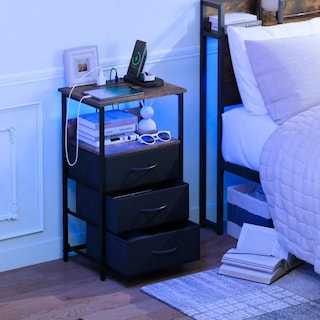 Foto 8 | Foto 8 | Mesita De Noche Con Luces Led  Mesa Auxiliar Noche Con Estación De Carga  2 Puertos Usb Gomyhome