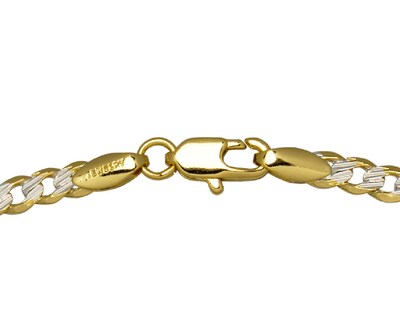 Foto 3 | Foto 3 | Pulsera Barbada Bicolor 3mm Ancho 18cm Largo Chapa De Oro 18k Ch117
