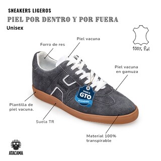 Foto 3 | Foto 3 | Tenis Atacama Taylor Gamuza Gris De Piel Forro Vacuno Ligeros Y Cómodos Unisex