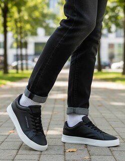 Foto 2 | Foto 2 | Tenis Tommy Hilfiger Sneakers Th Court Elegante Casual Xm05 Negro Para Hombre