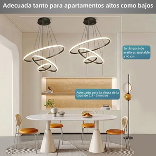 Foto 4 | Foto 4 | Lámpara De Techo Led Colgante Iluminación Moderna Regulable Negra