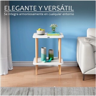 Foto 2 | Foto 2 | Mesa Centro Minimalista Madera Lateral Doble Repisa 40cm Eo Safe Imports Esi-21517 Blanco