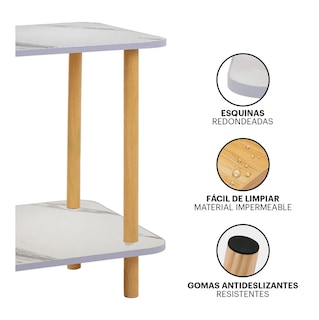 Foto 3 | Foto 3 | Mesa Centro Minimalista Madera Lateral Doble Repisa 40cm Eo Safe Imports Esi-21518 Blanco