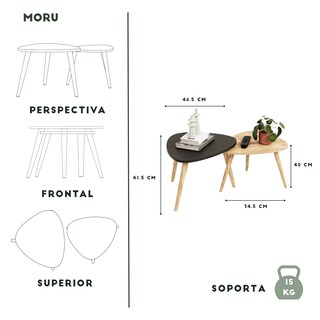 Foto 3 | Foto 3 | Mesa De Centro 2 Pzas Ham Moru Color Negro Y Roble