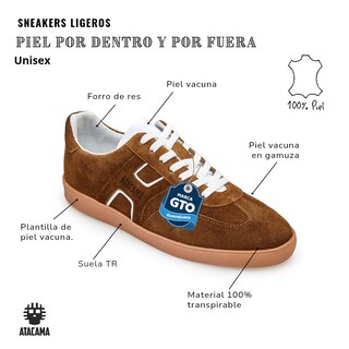 Foto 3 | Foto 3 | Tenis Atacama Justin Gamuza Café De Piel Forro Vacuno Ligeros Y Cómodos Unisex