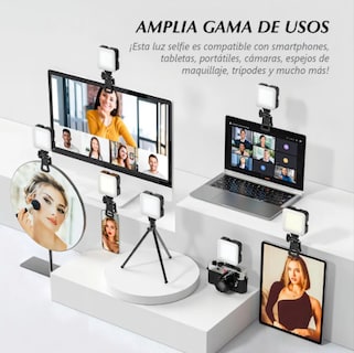Foto 3 | Foto 3 | Luz De Celulares/cámara Lámpara Con Clip Y 3 Modos De Iluminación De 60 Luz Led Recargable Compatible Con Teléfono/portátil
