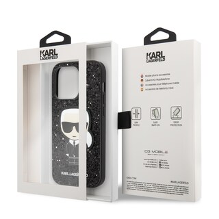 Foto 8 | Foto 8 | Funda Original Karl Brillantina Logo Metal Iphone 14 Pro Negro