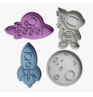 Foto 1 | Foto 1 | Xtellar Set 4 Cortadores De Galletas Astronauta Espacio Nave Cohete