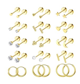 Foto 1 | Foto 1 | Xtellar Aretes De Cartílago Chapados En Oro: Hipoalergénicos Encantadores Y Versátiles Para Hombres Y Mujeres.