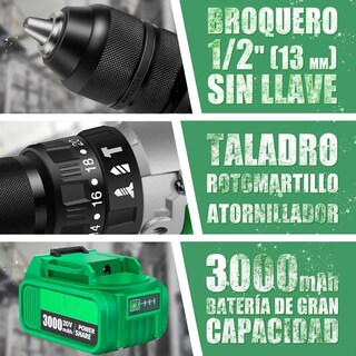 Foto 2 | Foto 2 | Taladro Rotomartillo Lab.g 1/2'' Con 2baterías 3.0ah Estuche Verde