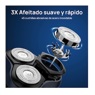 Foto 3 | Foto 3 | Rasuradora Para Barba Hombre 3 Cabezales Azul/negro