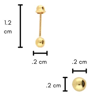 Foto 2 | Foto 2 | Aretes / Broquel Bola Amarilla 2 Mm Oro 10k Ortiz Espinosa