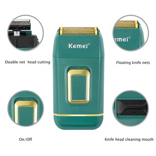Foto 3 | Foto 3 | Maquinilla De Afeitar Eléctrica Kemei Km-2031 Para Hombre Calvo Verde - Venta Internacional.