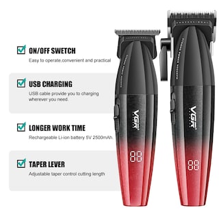 Foto 2 | Foto 2 | Cortapelos Vgr 640 Professional Para Hombre Inalámbrico Color Rojo - Venta Internacional.