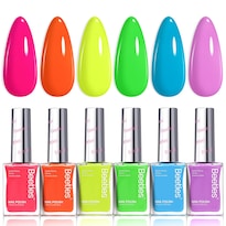 Set De Esmaltes De Uñas Beetles Neon  6 Colores  Arcoíris Brillante - Venta Internacional.