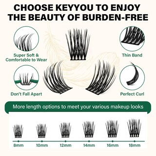 Foto 5 | Foto 5 | Eyelash Clusters Keyyou Air Touch Cluster Pestañas En Forma De D 16 Mm - Venta Internacional.