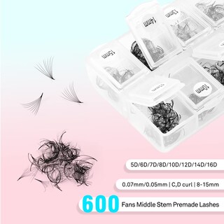 Foto 3 | Foto 3 | Extensiones De Pestañas Vavalash 600  Ventiladores Prefabricados De 8 A 15 Mm  0 07 Mm - Venta Internacional.