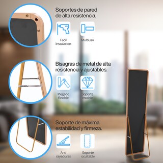 Foto 6 | Foto 6 | Onof Aura Espejo Cuerpo Completo Grande Marco Rectangular Moderno - Dorado