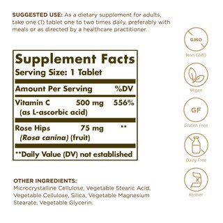 Foto 2 | Foto 2 | Suplemento Solgar De Vitamina C 500 Mg Con Rosa Mosqueta 100 Comprimidos