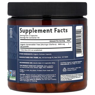 Foto 2 | Foto 2 | Suplemento Tribe Organics Moringa 120 Cápsulas (600 Mg/cápsula) - Venta Internacional.
