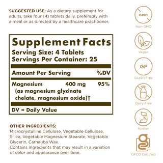 Foto 3 | Foto 3 | Suplemento Solgar De Magnesio Quelado 400 Mg - 100 Tabletas