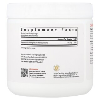 Foto 2 | Foto 2 | Polvo De Malato De Magnesio Supplement Seeking Health 250 G 500 Mg - Venta Internacional.
