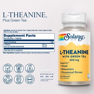 Foto 2 | Foto 2 | Suplemento Solaray L-teanina 200 Mg Con Té Verde 90 Cápsulas Vegetarianas