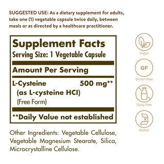 Foto 2 | Foto 2 | Suplemento Solgar L-cisteína 500 Mg 90 Cápsulas Vegetales