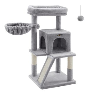 Foto 1 | Foto 1 | Árbol De Gatos Torre Para Gatos Grandes Con Plataforma Grande 2 Puertas Pompón Gris Claro