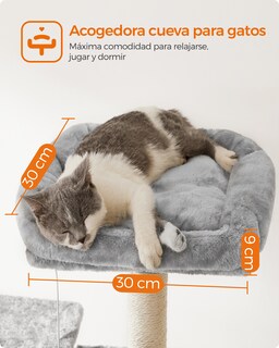 Foto 3 | Foto 3 | Árbol Para Gatos Torre Para Gatos Xxl Con 2 Plataformas 164 Cm Gris Claro