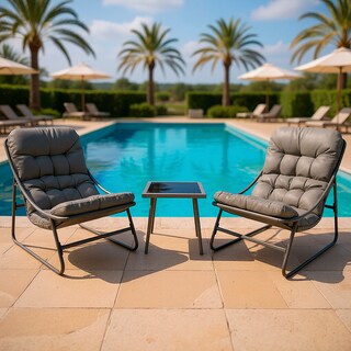 Foto 1 | Foto 1 | Juego De Jardin 2 Sillones Tipo Mecedoras Con Mesa De Centro Color Gris Oscuro - Muebles Para Exterior