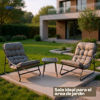 Foto 2 | Foto 2 | Juego De Jardin 2 Sillones Tipo Mecedoras Con Mesa De Centro Color Gris Oscuro - Muebles Para Exterior