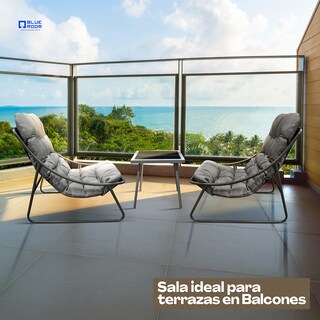 Foto 3 | Foto 3 | Juego De Jardin 2 Sillones Tipo Mecedoras Con Mesa De Centro Color Gris Oscuro - Muebles Para Exterior