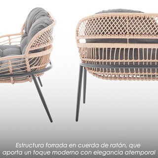 Foto 6 | Foto 6 | Juego De Sala De Jardín Ilios Innova En Ratán Café Con Cojines De Poliéster  Mobiliario De Exterior Resistente