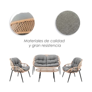 Foto 8 | Foto 8 | Juego De Sala De Jardín Ilios Innova En Ratán Café Con Cojines De Poliéster  Mobiliario De Exterior Resistente