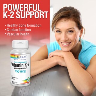 Foto 2 | Foto 2 | Complemente La Vitamina K-2 De Triple Concentración De Solaray En Forma De Mk-7 De 150 Mcg