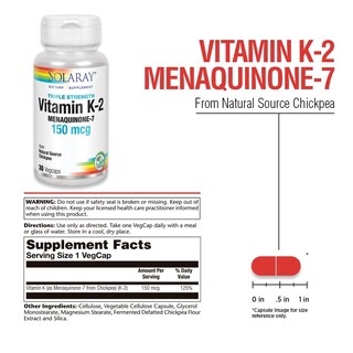 Foto 3 | Foto 3 | Complemente La Vitamina K-2 De Triple Concentración De Solaray En Forma De Mk-7 De 150 Mcg