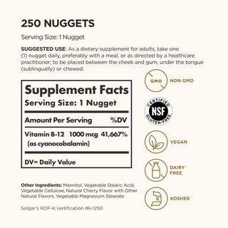 Foto 3 | Foto 3 | Suplemento Solgar De Vitamina B12 Sublingual 1000 Mcg 250 Comprimidos