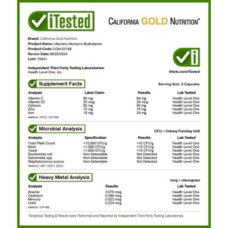 Foto 4 | Foto 4 | Multivitamínico California Gold Nutrition Ultamins Para Mujer 60 Cápsulas - Venta Internacional.