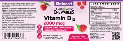 Foto 3 | Foto 3 | Tabletas Masticables De Vitamina B12 Bluebonnet 2000 Mcg 90 Tabletas