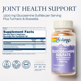 Foto 3 | Foto 3 | Suplemento Solaray De Sulfato De Glucosamina De 1500 Mg Para Apoyar Las Articulaciones