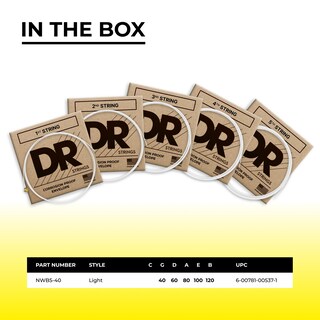 Foto 2 | Foto 2 | Juego De 5 Cuerdas Para Bajo Dr Nwb5-40 Neon White - Venta Internacional.