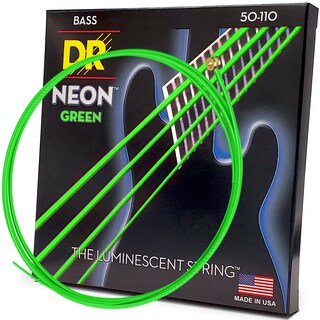 Foto 1 | Foto 1 | Cuerdas Para Bajo Dr Strings De 4 Cuerdas Con Revestimiento Verde Neón De Alta Definición - Venta Internacional.