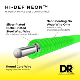 Foto 4 | Foto 4 | Cuerdas Para Bajo Dr Strings De 4 Cuerdas Con Revestimiento Verde Neón De Alta Definición - Venta Internacional.