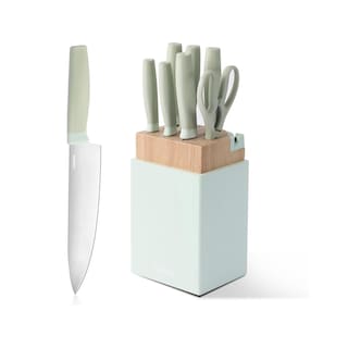 Foto 1 | Foto 1 | Set De Cuchillos Cocina 9 Pzas Con Bloque Y Afilador Verde