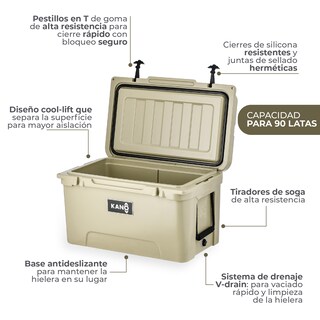 Foto 5 | Foto 5 | Hielera Portátil 61 Litros Kano 65qt Grande 90 Latas Beige