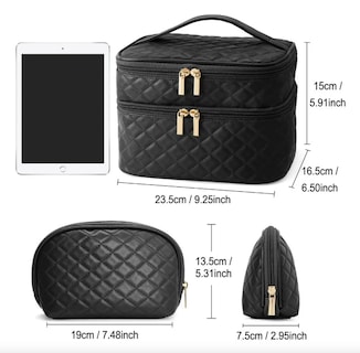 Foto 3 | Foto 3 | Bolsa Cosmetiquera 2 Neceser Para Color Negro Diseño De La Tela Texturizado