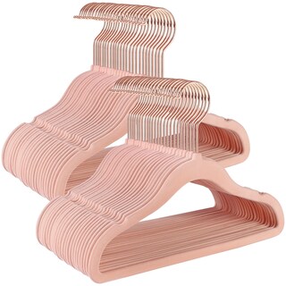 Foto 1 | Foto 1 | Perchas Infantiles Paquete De 50 Terciopelo Antideslizante Con Ganchos Oro Rosa 360° Rosado Claro